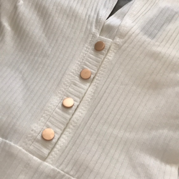 RIBBED LOW-V JUMPSUIT - WHITE - Picture 3 of 3